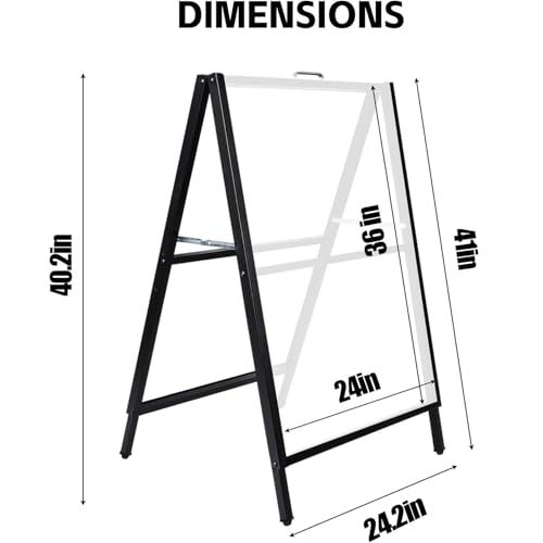 A Frame Sign Double-Sided, Folding Sandwich Board, Heavy Duty Slide-in Sidewalk Signboard, Metal Pavement sign(Frame only)), Black 60 * 90 * 105Cm