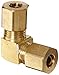 Anderson Metals - 50065-04 50065 Brass Compression Tube Fitting, 90 Degree Elbow, 1/4