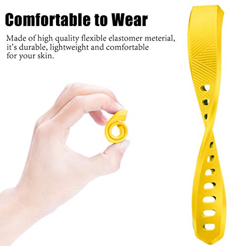 Maledan Bands Compatible with Fitbit Alta Women Men, Waterproof Replacement Band Strap for Fitbit Alta HR/Alta/Ace Kids, Large, Mango Yellow - Thumbnail 3