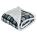 J&M Home Fashions Fleece Plush Sherpa Throw Blanket, 50x60, Blue Plaid