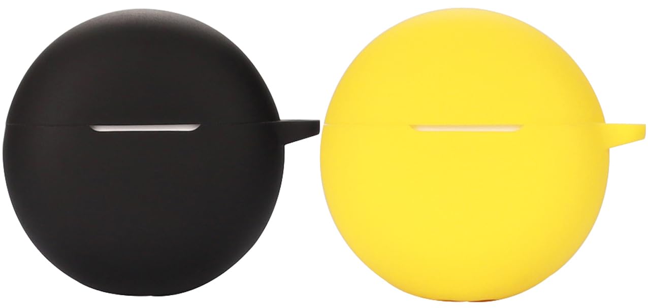Akancy Compatible for OPPO Enco Buds2 Headphone Case,[2 Pack] [Supports Wireless Charging] [Shockproof Protective Case] Protective Silicone Headphone Case (Black Yello)
