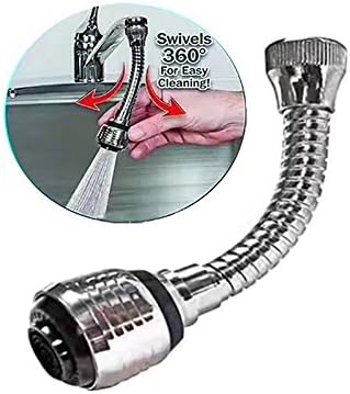 👻SUNBIBE👻360 Degree Rotatable Swivel Turbo Faucet Water Saving Filter Sprayer Jet for Bathroom Kitchen Tap Nozzle Filter Adapter (Silver)