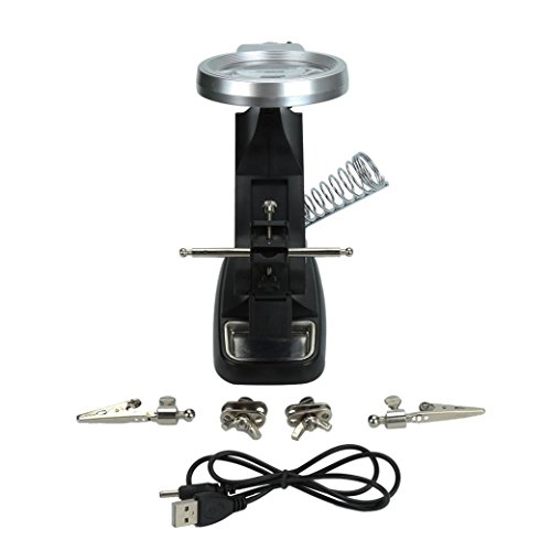 Hotkey Multifunctional LED Helping Hand Magnifying Soldering Iron Stand Lens Magnifier Clamp Tool Kit Repair Station Welding And Assembling(Black) - Thumbnail 4