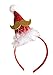 Christmas Headbands - 6 Pack 3 Assorted Designs with White Feather Christmas Tree Elf and Santa Hat - Perfect for Christmas Costume Party