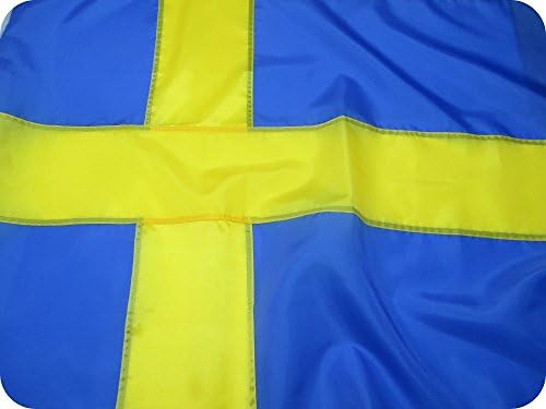 SWEDISH FLAG 3x5 ft - Beautiful, Durable, All Weather Nylon, SWEDEN FLAG with Fully Sewn VIBRANT STRIPES - UV FADE RESISTANT with Grommets – 100% Made in the USA