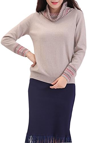 METERDE Women's High Neck Slim Cashmere Sweater Pullover Jumper Light Camel 3XL