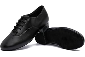 MSMAX Men's Black Ballroom Latin Performance Shoes Waltz Modern Dancing Practice Shoe
