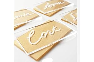 20 Laser Cut Clear Acrylic Blank Shapes for Wedding Welcome or Table Signs, Seating Place Cards & Numbers Guestbook Birthday 