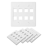 Cable Matters UL Listed 5-Pack 8 Port Keystone Wall Plate (Ethernet Wall Plate) in White