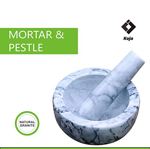 Kojà Home Natural Marble Mortar & Pestle Stone Grinder for Spices, Seasonings, Pastes, Pestos and Guacamole | Attractive Gift | Stays Cool | Easy Clean up | Fully Guaranteed - Thumbnail 3