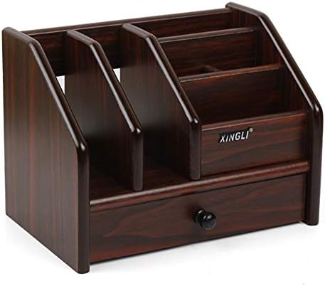 Artispro 多機能 デスク上置棚 収納ボックス 木製 オフェス収納 本立て 筆立て デスクオーガナイザー 収納ラック 小物入れ 仕切り ペン立て 文房具 ペン立て 卓上収納 デスクラック リモコンラック テーブル 机上用 卓上 収納ケース リモコン 引き出し付き オフィス