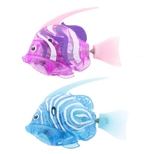 Baoblaze Pack 2 Swimming Diving Robot Fish Flashy Electronic Pets Toy Electric Sea Horse Lantern Fish Shark Clownfish Home Decor - #9