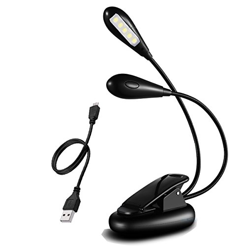 New Stlye LED Book Light - Clip on Light / Reading Light/ Night Light- 10 LED Music Stand Light with 2 Arms , Flexible Eye-Friendly Desk Lamp, Portable Travel Light Best For Readers