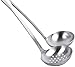 Juvale Stainless Steel Ladle & Straining Ladle - 2 Piece Set - Kitchen Serving & Skimming Ladle for Sauce, Soup, Broth, Gravy - 10 Inches