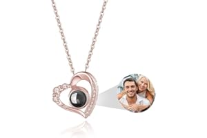 CLYLIFE Personalized Picture Necklace Projection - Custom Photo Heart Pendant - Photo Gifts for Girlfriend Wife Women - Valen