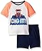 The Children's Place Baby Big Boys' Screen Tee and Shorts Set, Simply White/Tidal, 2T