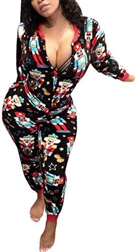 Women's One Piece Onsie Sleepwear Reindeer Unicorn Family Matching Christmas Pajamas Jumpsuit Rompers Clubwear