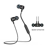Sport Bluetooth Earbuds,Magnet Attraction V4.0 Wireless Bluetooth Headphones Earbuds Earphones Headset In-Ear Headphones Earbuds with Microphone & Stereo for Sports. (Black)