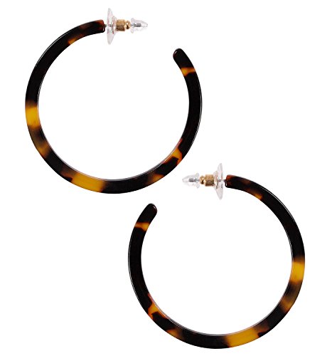 NLCAC Acrylic Hoop Earrings Marble Leopard Circle Resin Earrings Ear Drop Dangles (Tortoise Large)
