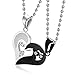 EverMarker Relationship Necklace for Couples Half Heart Matching Necklace Gifts for Birthday Engagement Wedding (Black&silver)
