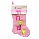 Emani Embroidered Baby Girl Blocks Name Christmas Stocking