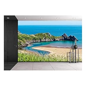 Landscape of Mountains and Blue Bay - Removable Wall Mural | Self-Adhesive Large Wallpaper - 66x96 inches