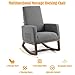 Giantex Upholstered Rocking Chair, Modern High Back Armchair, Comfortable Rocker Fabric Padded Seat Wood Base, Massage Rocking Chair for Nursery (Beige)