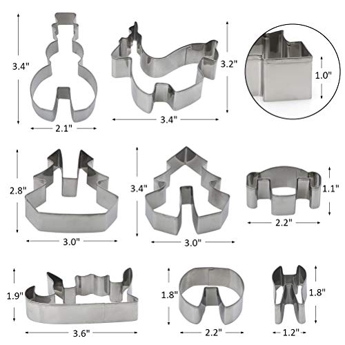Christmas 3D Type Cracker Cookie Mold, Stainless Steel Cookie Cutter Set of 8, Biscuit Cutters Candy Making Mold, Kitchen DIY Supplies for Fondant, Candy, Cookie and Cake Decorating Tools
