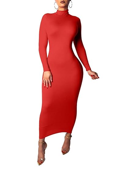 turtleneck bodycon midi dress