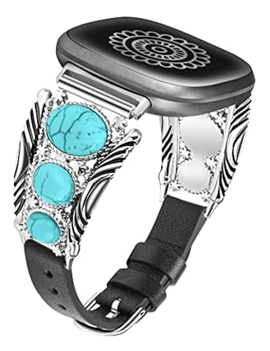 Minyee Leather Band Compatible with Fitbit Versa 3/Sense Band