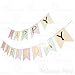 Happy Birthday Garland Bunting Banner for Party Wall Stylish Decorations, Pastel Color Bunting with Golden Letters
