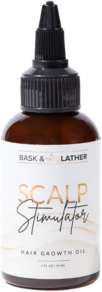 Bask & Lather Scalp Stimulator Hair Growth Oil, Cold Pressed Mint and Rosemary Blend with Grapeseed for Hair Growth, Organic