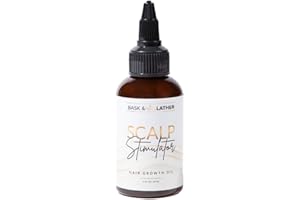 Bask & Lather Scalp Stimulator Hair Growth Oil, Cold Pressed Mint and Rosemary Blend with Grapeseed for Hair Growth, Organic Natural Leave in, All Hair Types, 2 Fl Oz