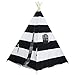 Dream House Kids Play Indian Teepee Hideout Wigwam Tent (Black Stripes 4 Sides with Floor Mat)