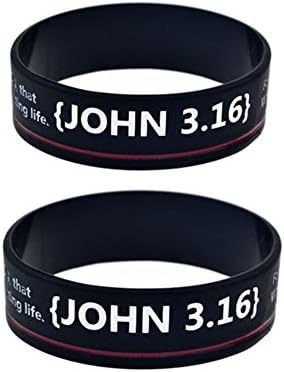 Comfybuy CF Silicone Bible Verse Bracelet Holy Prayer Scripture John 3 16 Bible Quote Wide Cuff RISTBAND for Boyfriend Husband Son Dad for Baptism Engagement Gift,Black
