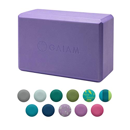 Gaiam Yoga Block – Supportive Latex-Free EVA Foam Soft Non-Slip Surface for Yoga, Pilates, Meditation, Purple