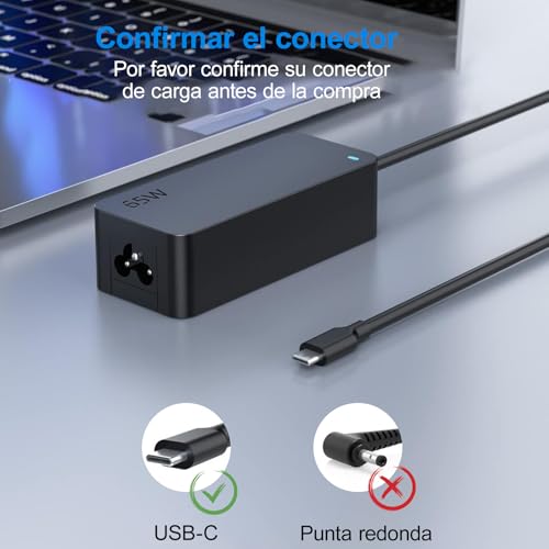 Kammoy 65W/45W USB C/Type C Cargador Adaptador de portátil para Lenovo Chromebook ThinkPad X1 Carbon T480 T480s T580 T490s E585 E580 E590 E595 C330 14e 300e 500e Yoga 720-13IKB S730-13 920-13
