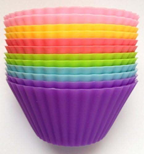 Mini Container Soft Silicone Round Cake Muffin Cupcake Pan Liner Baking Cup Mold Liners Non-stick Multi-color 1.2inch X 1.4inch X 2.8inch 1 Set of 12 Pcs