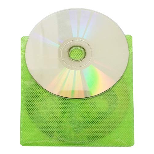 100 Pack Premium CD DVD Sleeves,Thick Non-Woven Material Double-Sided Refill Plastic Sleeve for CD and DVD Storage Binders Disc Case (Green) - Thumbnail 3
