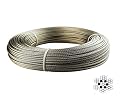 Jimeternal Stainless Aircraft Steel Wire Rope for Fence, Railing,Decking, 1/8Inch,7x7.