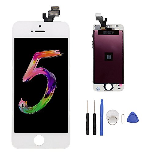 Screen Replacement for iPhone 5s/SE White 4" LCD Display Touch Screen Digitizer Replacement Full Assembly with Repair Tool Kit