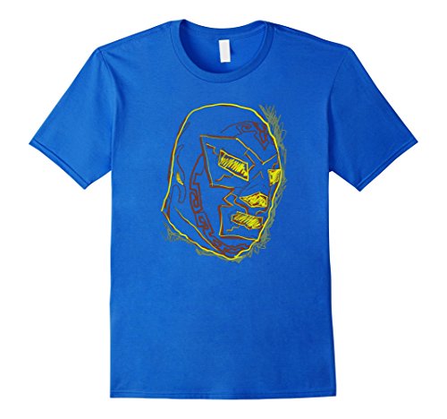 Mens Mexican Luchador Wrestler Original Drawing Cool T-Shirt Large Royal Blue