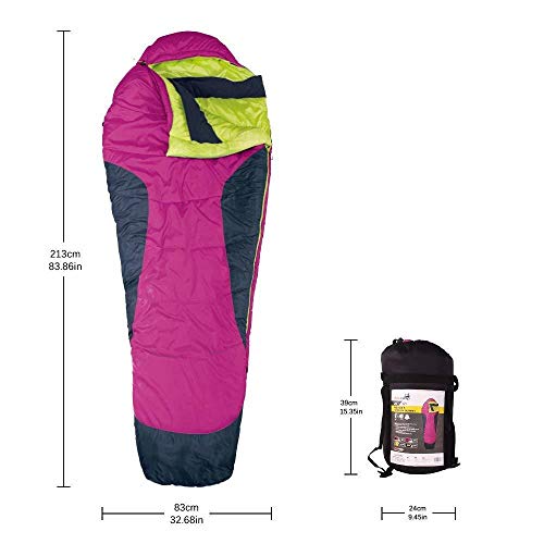 AceCamp Terrain Mummy Sleeping Bag, Warm & Cold Weather Winter Sleeping Bags, 0, 20 & 45 Degree Bags for Camping, Backpacking, Hunting, Hiking, with Compression Sack (Pink 20 Degree)