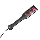 SM Bondage Imprint Spanking Paddle, Ass Spanking Whip, “Bitch” imprint by MUQU (Black)