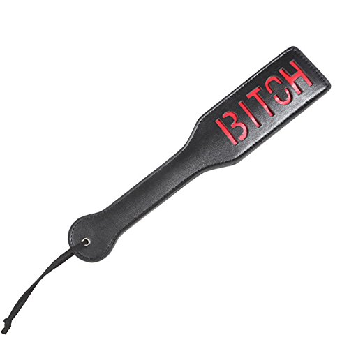 SM Bondage Imprint Spanking Paddle, Ass Spanking Whip, “Bitch” imprint by MUQU (Black)