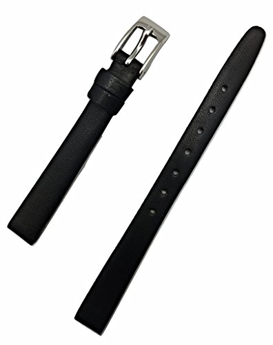 10mm Black Genuine Leather Watch Band | Flat, Soft Replacement Strap That Brings New Life to Any Watch (Womens Standard Length)