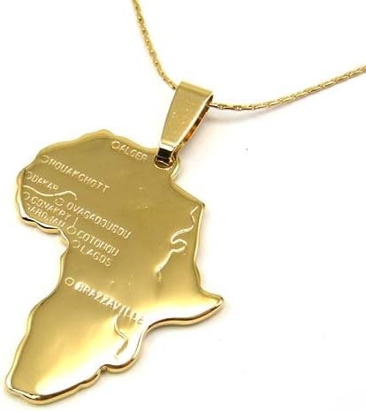 U7® African Map Pendant 18K Real Gold Plated Necklace Men Jewellery