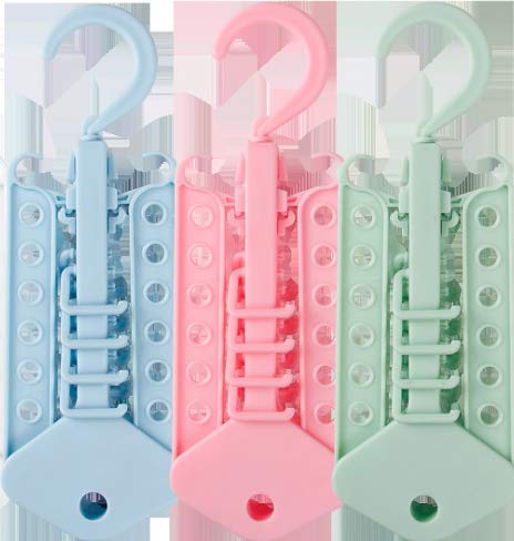 Angoo Beauty Multi-Functional Hanger Telescopic Foldable Household Hook Non-Slip Suit Hangers (Blue)