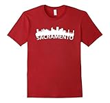 Mens Curved Skyline Of Sacramento CA T-Shirt Large Cranberry
