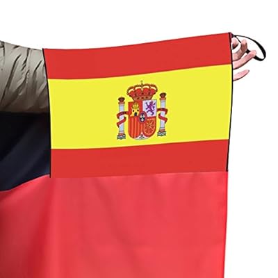 Spain Flag Cape Cloak Costume, Wearable Flag with Sleeves Classic Flag, 2 Differents Wearing Methods by DomeStar